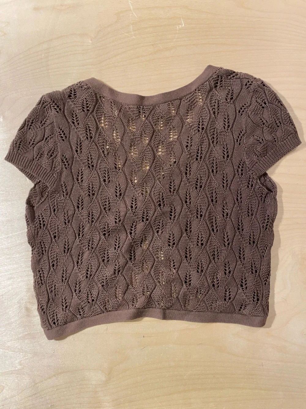 a.n.a Brown Short-Sleeve Knit Bolero Cardigan Large (RS)